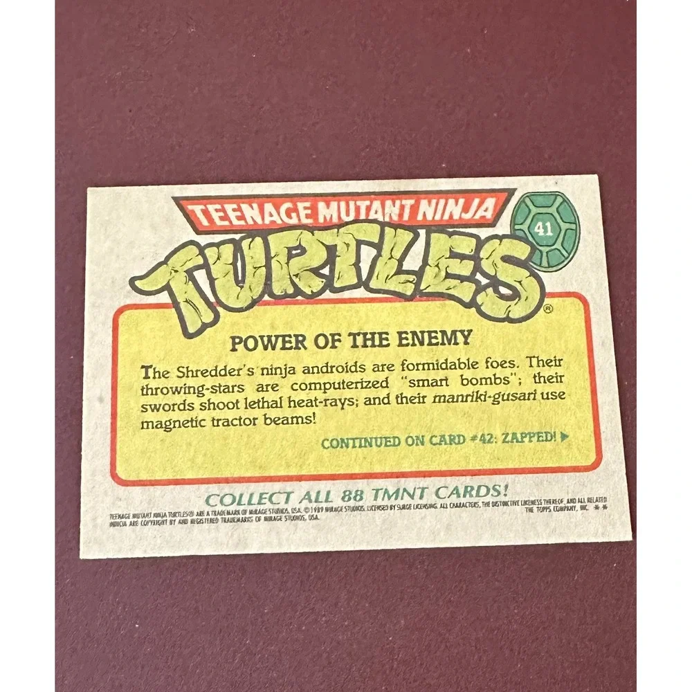 1989 Topps TMNT Series 1 Card 41 Power of the Enemy Shredder Ninja Androids
